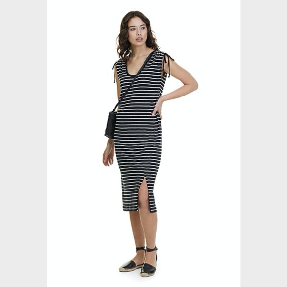 Country Road Dresses & Skirts - SOLD Country Road Navy Washed Striped Linen Tank Dress